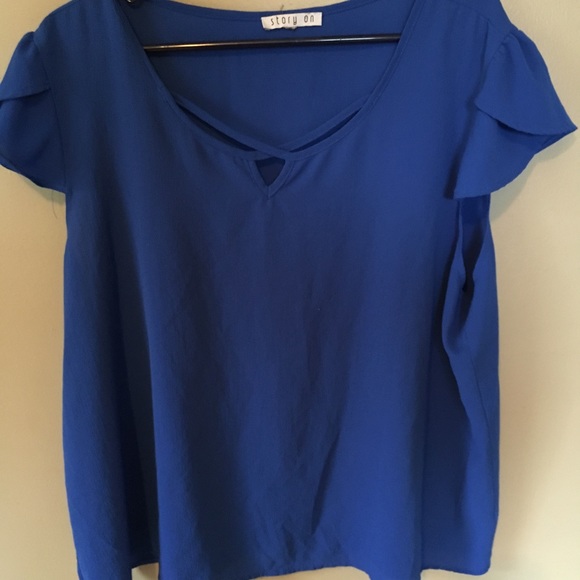 Royal blue flutter top - Picture 1 of 3